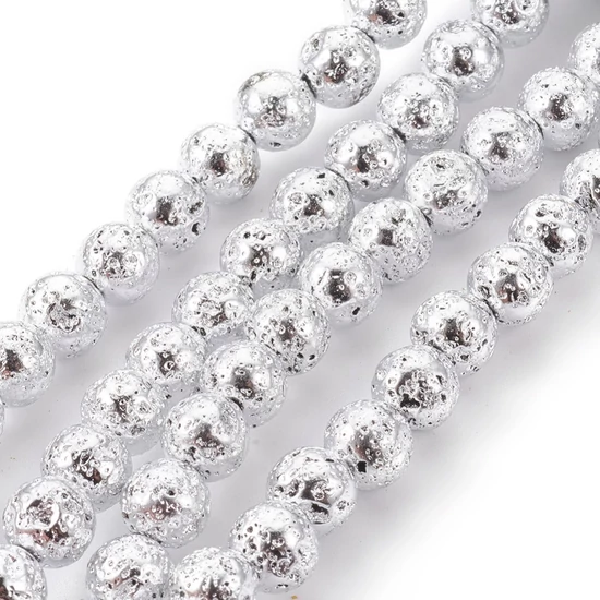 Ásványgyöngy - Galvanizált természetes lávakő - 6~7mm