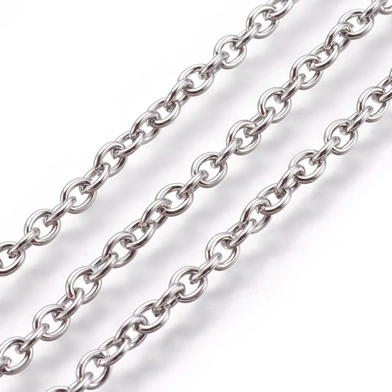 Ékszerlánc - nem hegesztett - ovális - rozsdamentes acél - 4x3x0,8mm - 304 Rozsdamentes Acél