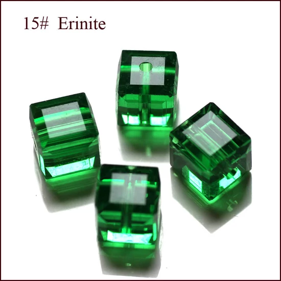 Kristály - 8x8mm - AAA minőségű, fazettált, kocka, erinite színben 