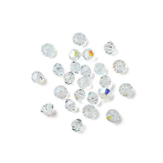 Preciosa® Crystal bicone gyöngy, Crystal Glitter, 3mm