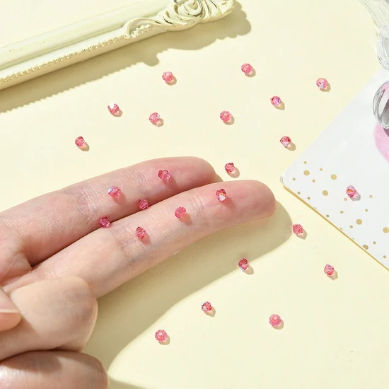 Preciosa® Crystal bicone gyöngy, Rose Glitter, 3mm