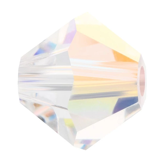 Preciosa® Crystal bicone gyöngy, Crystal AB, 4mm