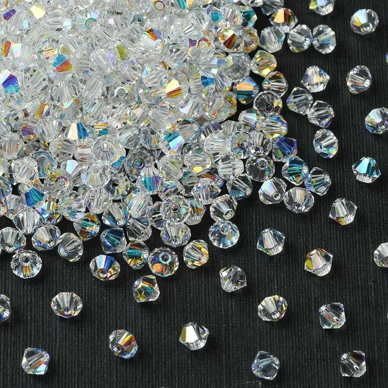 Preciosa® Crystal bicone gyöngy, Crystal AB, 4mm