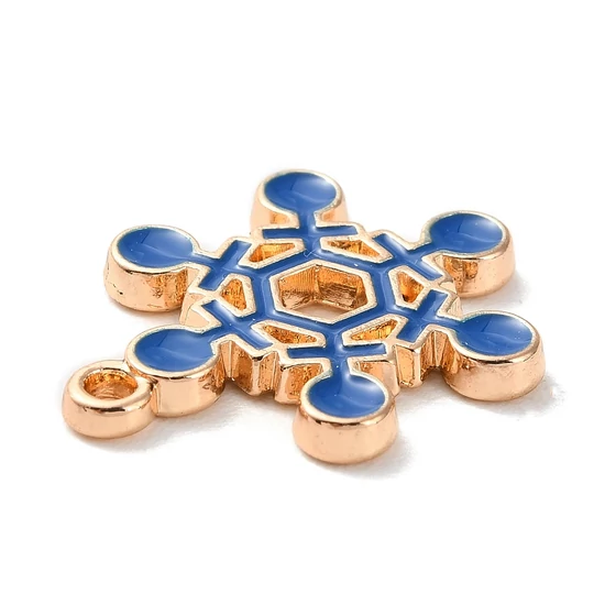 Medál - karácsonyi hópehely - sötétkék és halvány arany színben - 22x17x2mm