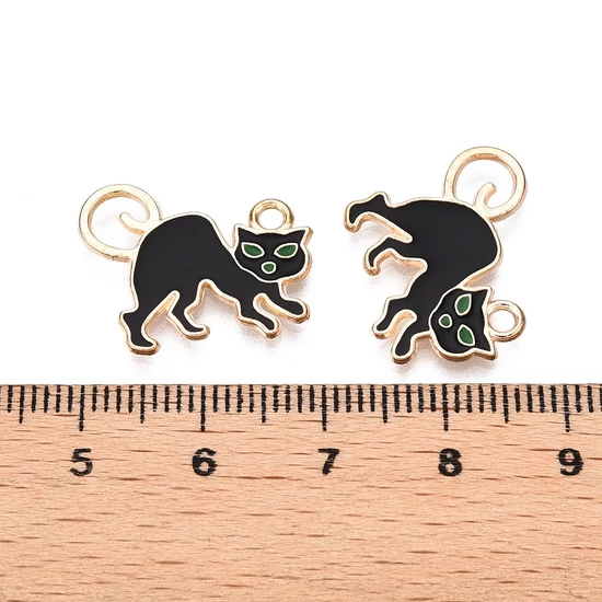 Medál - Halloweeni pók, pókhálóval - fekete és halvány arany színben - 16x20x1.5mm - kadmiummentes és ólommentes