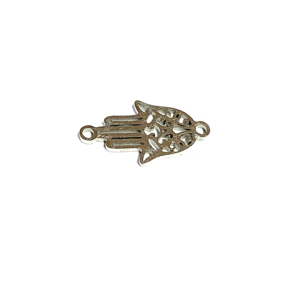 Medál – Fatima keze – 18x10mm- platina ezüst színben - 201 Rozsdamentes Acél!