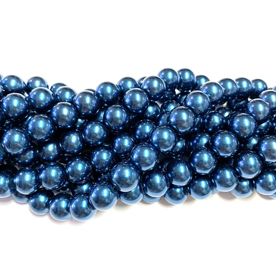 Tekla gyöngy - 10mm - gyöngyház - "marine" - sötétkék - színben