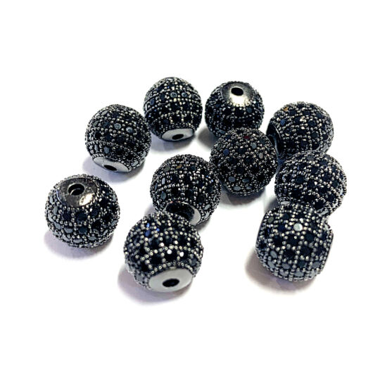 Csiszolt fekete műanyag gömb alakú gyöngy ¤ 10 mm11