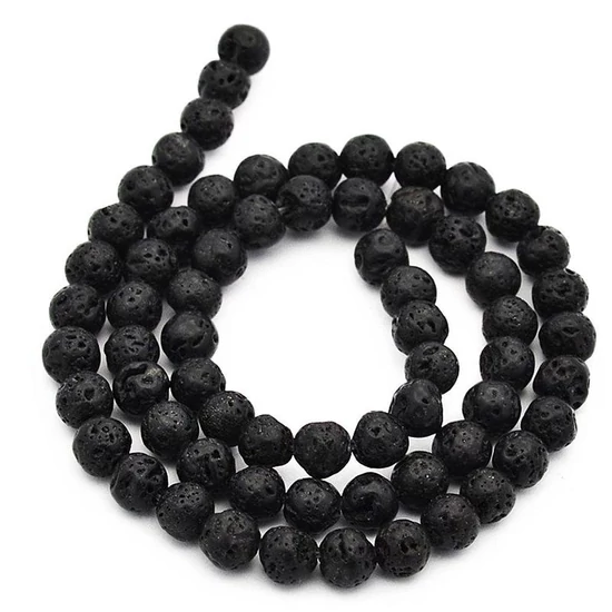Ásványgyöngy - 6mm – fekete láva 