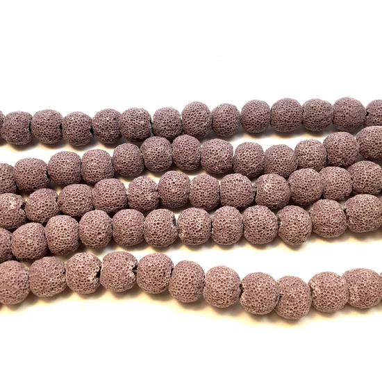 Ásványgyöngy szintetikus láva lilás piszkosbarna szín 10mm