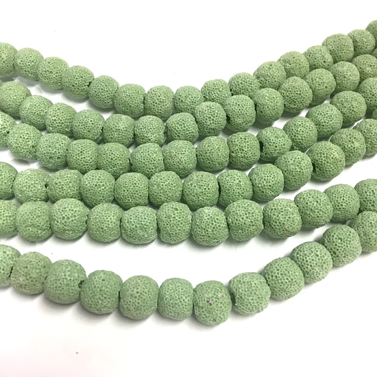 Ásványgyöngy - 10mm - Lávakő - halványzöld