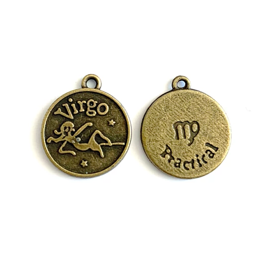 Medál - Horoszkópos - Virgo - Szűz - sárgaréz színben