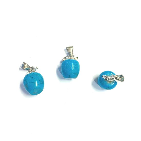 Ásványgyöngy- 15x10mm - Szintetkius Türkiz - alma alakban - platina akasztóval 