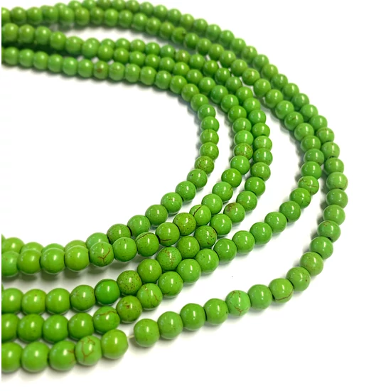 Ásványgyöngy - 6mm - szinteikus türkiz – lime zöld színben