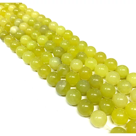 Természetes ásványgyöngy - 10mm - Jáde - Citromos Lime színben  