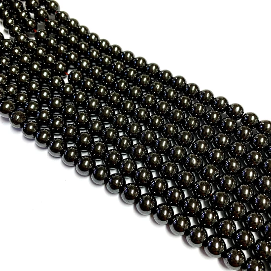 Ásványgyöngy – Szintetikus Hematit - 6mm 