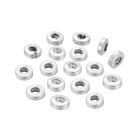 Köztes gyöngy - 6x2mm - Lapos fánk alakú - antik ezüst színben (10db)