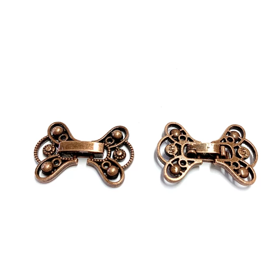 Kapocs – 22x16x4mm – „karóra” kapocs – antik vörösréz színben – cink ötvözet - Nikkelmentes!