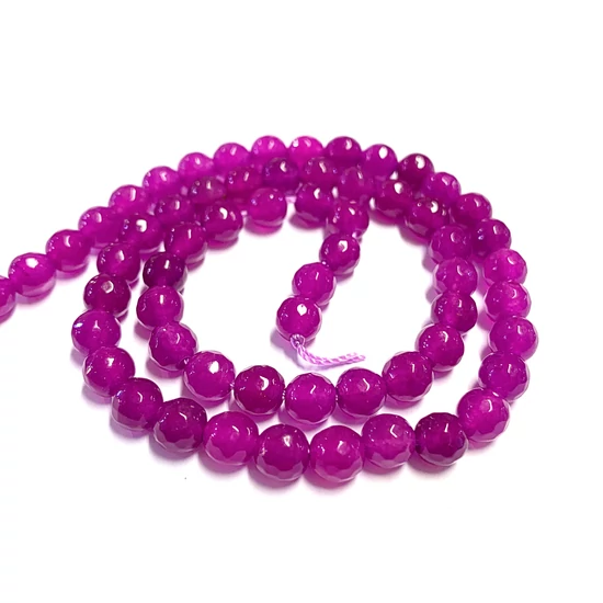 Ásványgyöngy - természetes jáde - 6mm - festett, csiszolt - violetvörös - gömb alakban 