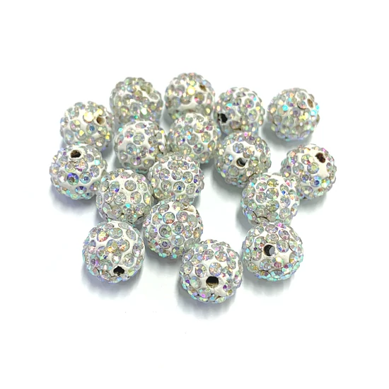 Shamballa gyöngy - 10mm - Kristály AB