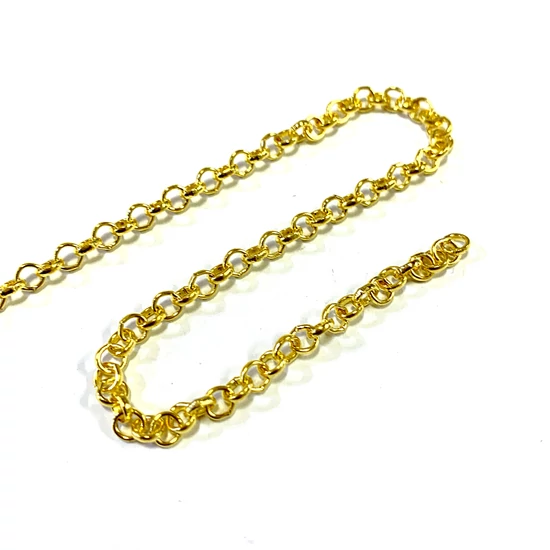 Ékszerlánc - 4x1mm - arany színben - nagy kerek szemű 