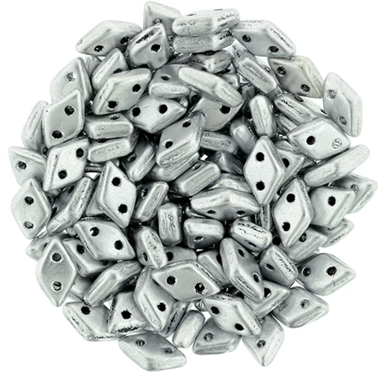 Diamond gyöngy - 2 lyukú - 4x6,5mm - Matte - Metallic Silver - K0170JT