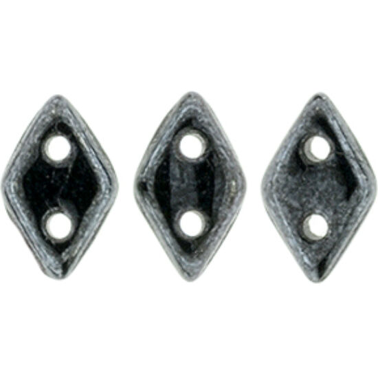 Diamond gyöngy - 2 lyukú - 4x6,5mm - Hematit