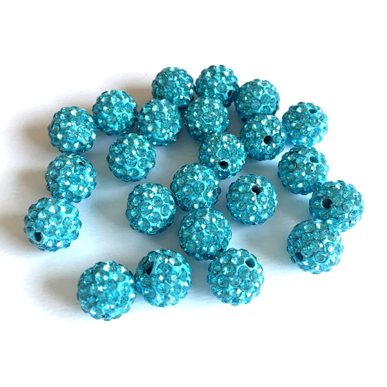 Shamballa gyöngy - türkiz színben - 10mm 