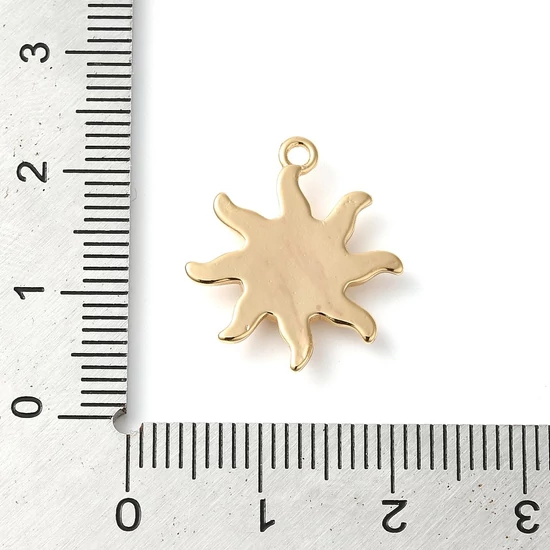 Medál - nap, valódi 18K aranyozott, antik fehér, 19x17x3mm