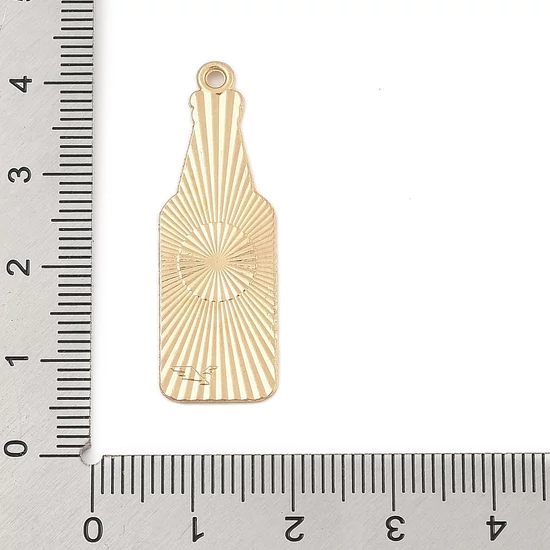Medál - Sörös üveg beer felirattal, fehér, zöld és arany 37x12x1mm