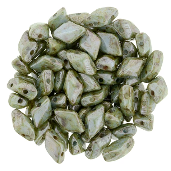 GEMDUO - 8x5mm - Luster - Green/Opaque White - LN03000