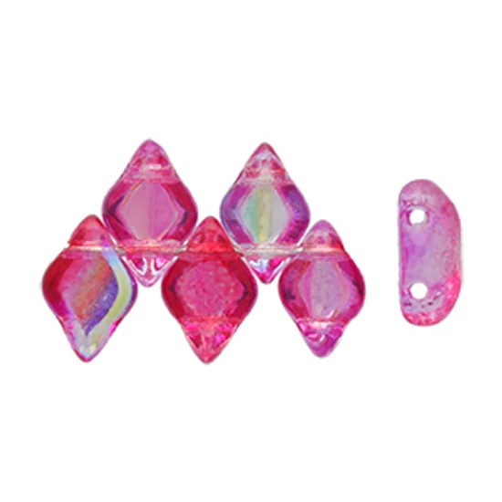 GEMDUO gyöngy - 8x5mm - SUMMER RAINBOW Pink - 48120 - kétlyukú
