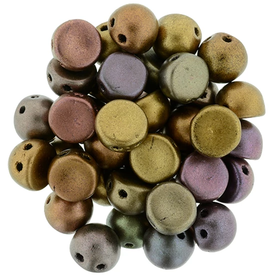 2-LYUKÚ CABOCHON - 7 MM -  Matte - Metallic Bronze Iris - K0164