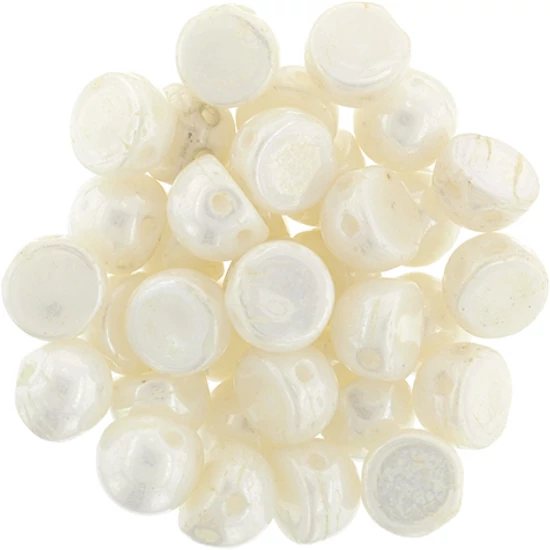 2-LYUKÚ CABOCHON - 7 MM -  Luster - Opaque White - L03000