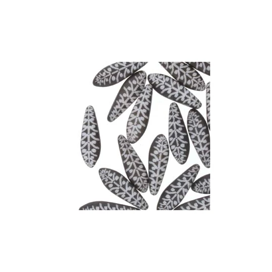 Lándzsa (szirom) gyöngy - BLK/WHT LSR RYE - 29572RY - 1lyukú
