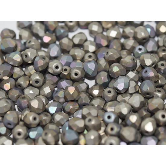 Csiszolt gyöngy - 4mm - CRYSTAL GLITTERY ARGENTIC MATTED - 00030/98854