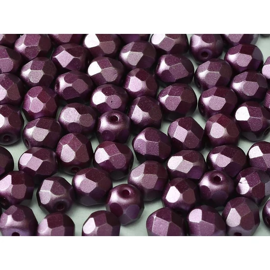 Cseh csiszolt üveggyöngy - 6mm - Alabaster Pastel Bordeaux - 25032