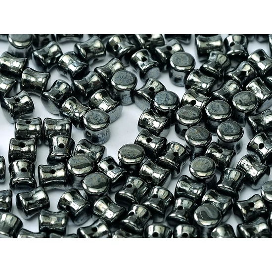 4x6mm JET HEMATITE, Diabolo/Pellet gyöngy