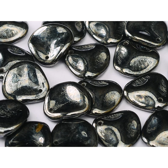 Petal gyöngy - 14x13mm - JET HEMATIT - 23980/14400