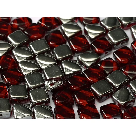 Silky gyöngy -  2-lyukú -  6 x 6 mm - RED CHROME - 90090/27401