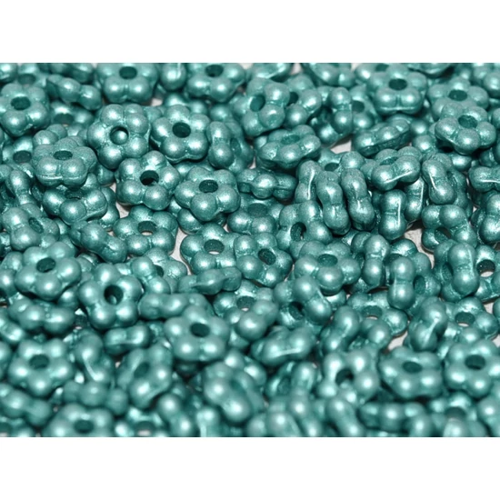 Cseh Préselt virág - 5mm - ALABASTER METALLIC EMERALD - 29455