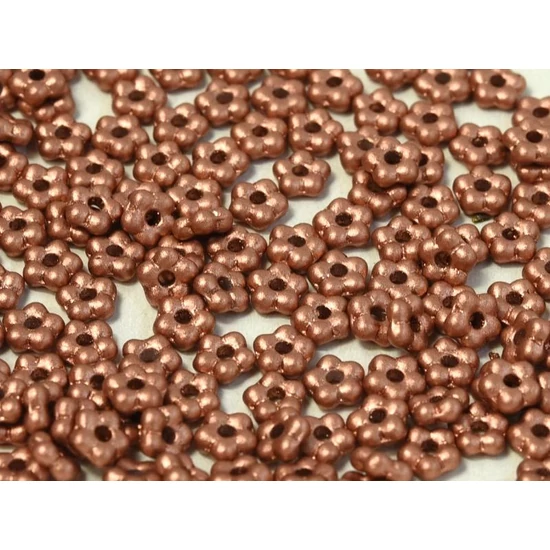 Cseh Préselt virág - 5mm - VINTAGE COPPER - 01770