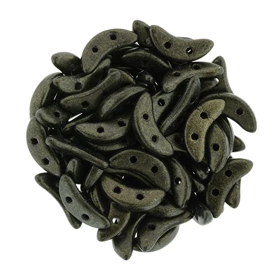 10x4mm Metallic Suede - Dk Green- Félhold gyöngy