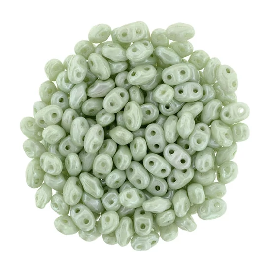 MiniDuo gyöngy - 2,5x4mm - Luster - Chalk Lt Green - LS03000 - kétlyukú