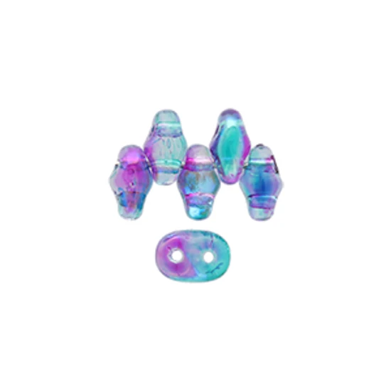 Superduo kétlyukú gyöngy - 2,5x5mm - SUMMER RAINBOW Light Blue - 48123