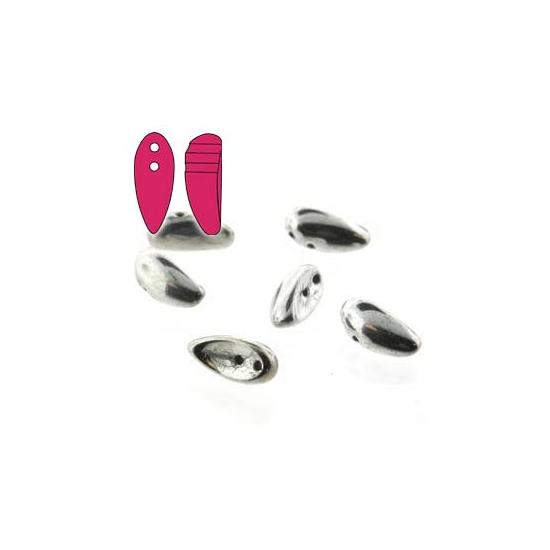 Chilli gyöngy- cseh préselt kétlyukú- ezüst -11x4mm