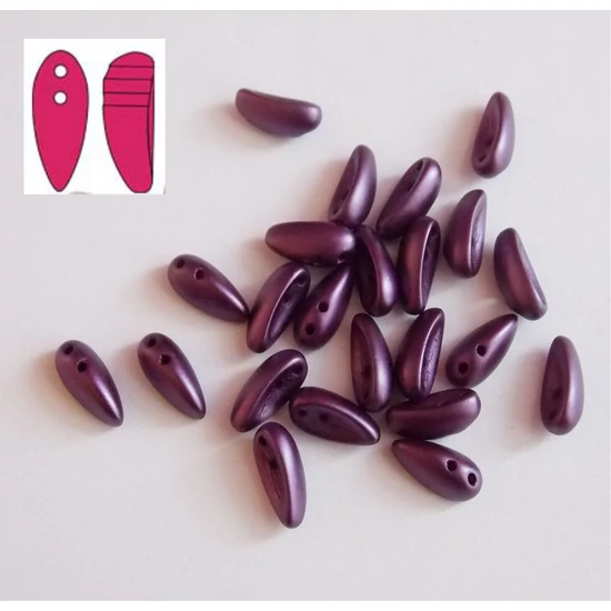 Chilli gyöngy- cseh préselt kétlyukú- Burgundy -11x4mm
