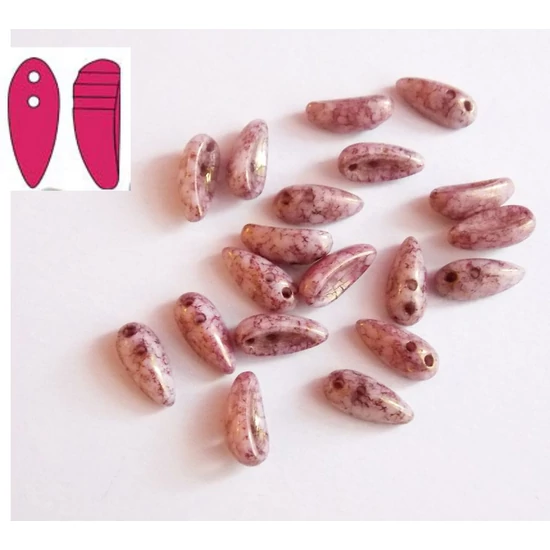 Chilli gyöngy- cseh préselt kétlyukú- bíbor terracotta -11x4mm