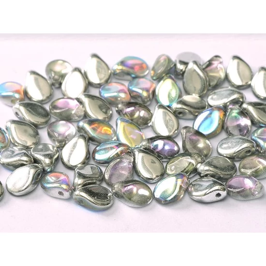 Pip Beads 5 x 7 mm Crystal Silver Rainbow - 95100