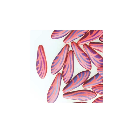 Lándzsa (szirom) Cseh préselt üveggyöngy - 5x16mm  - RED CORAL MATT WING - 22273DW - 1lyukú